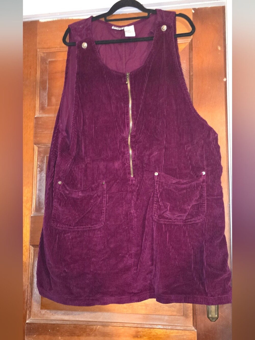 Basic Edition Plus Corduroy Pinafore Dress Jumper in Deep Burgundy